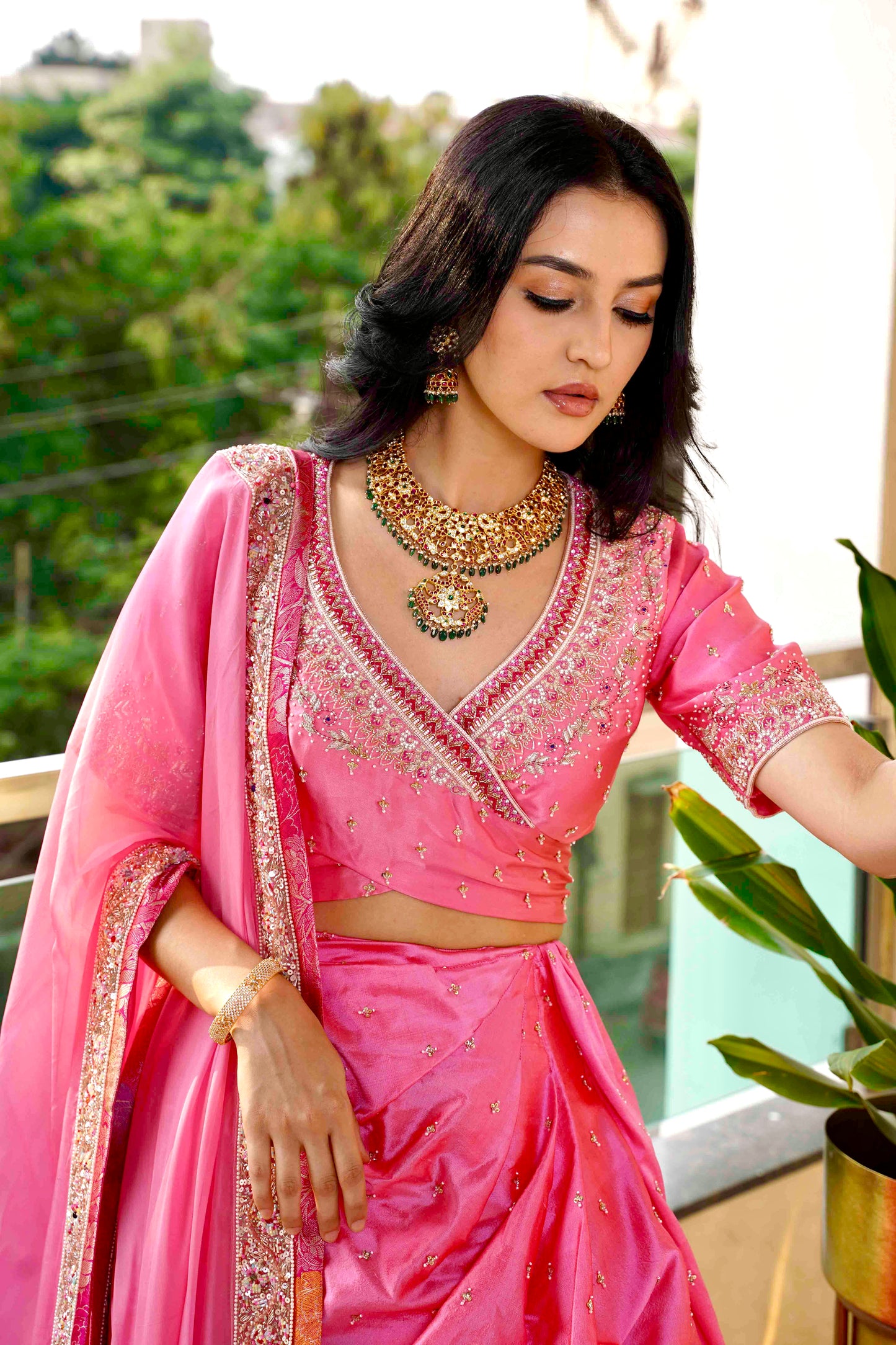 Zarina Ember Lehenga, embroidery details
