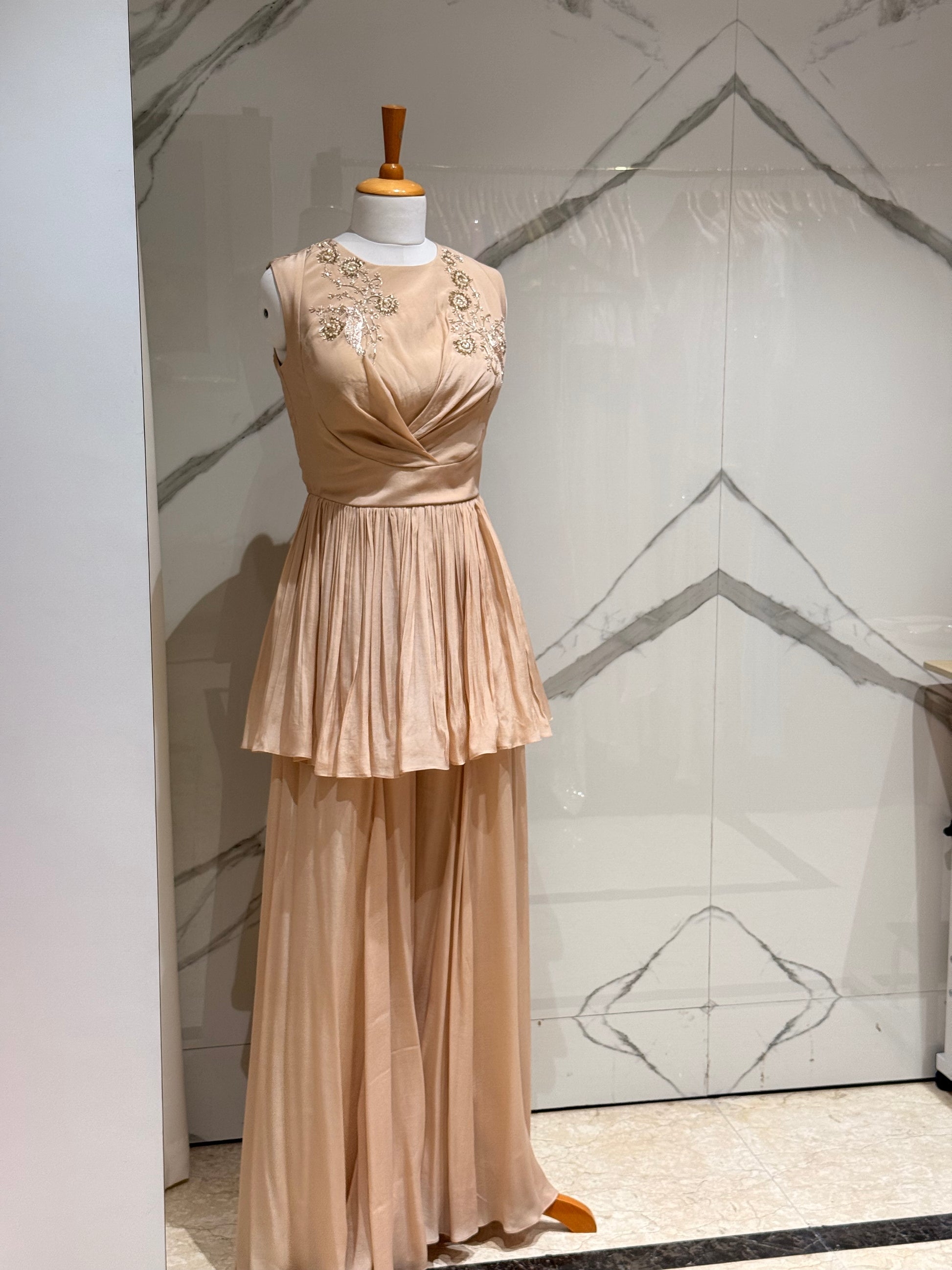Beige Peplum set
