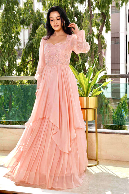 Astrid Embroidered Gown, complete front pose