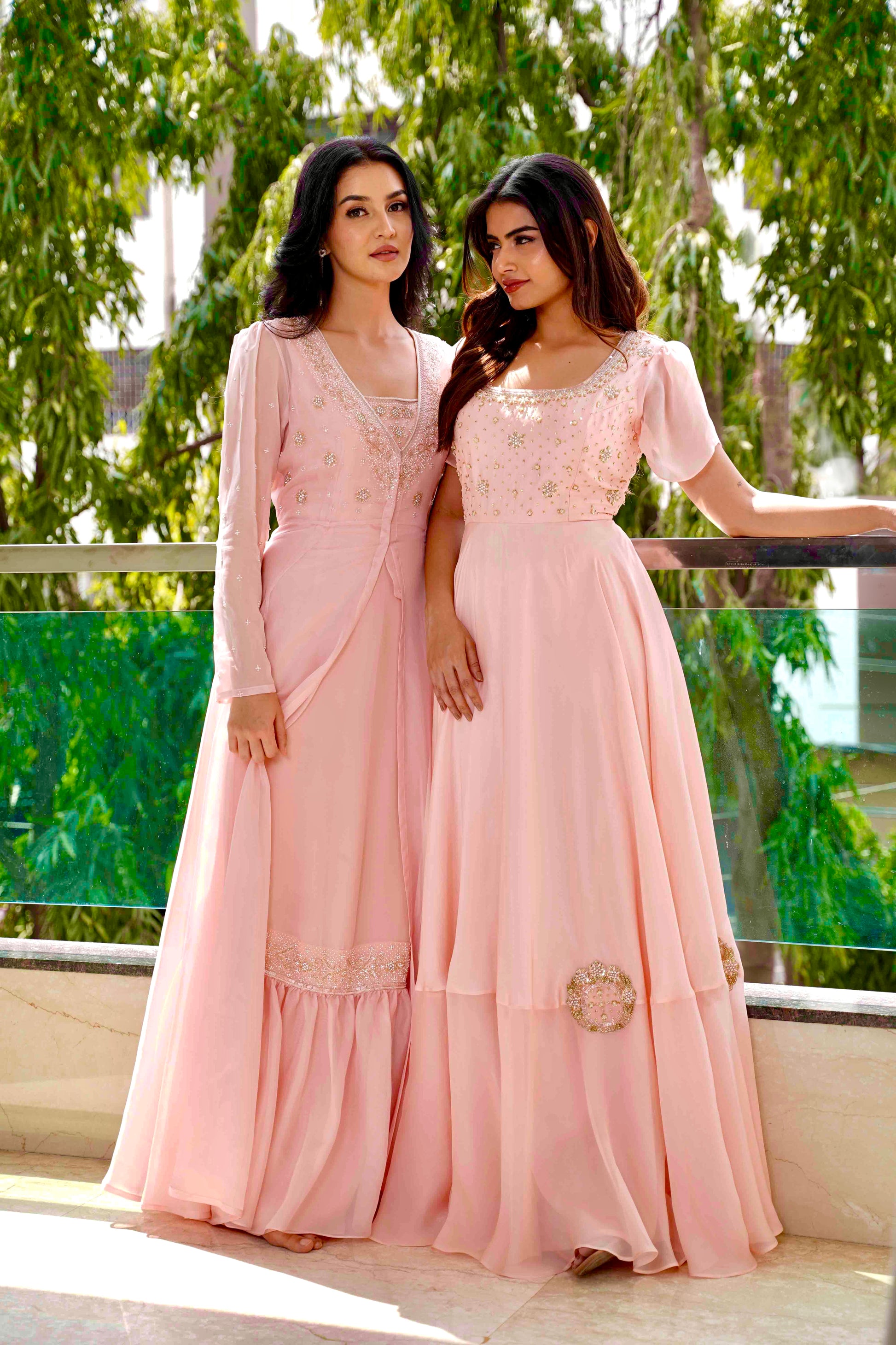 Emberlace Gown, complete twin pose, full dress image