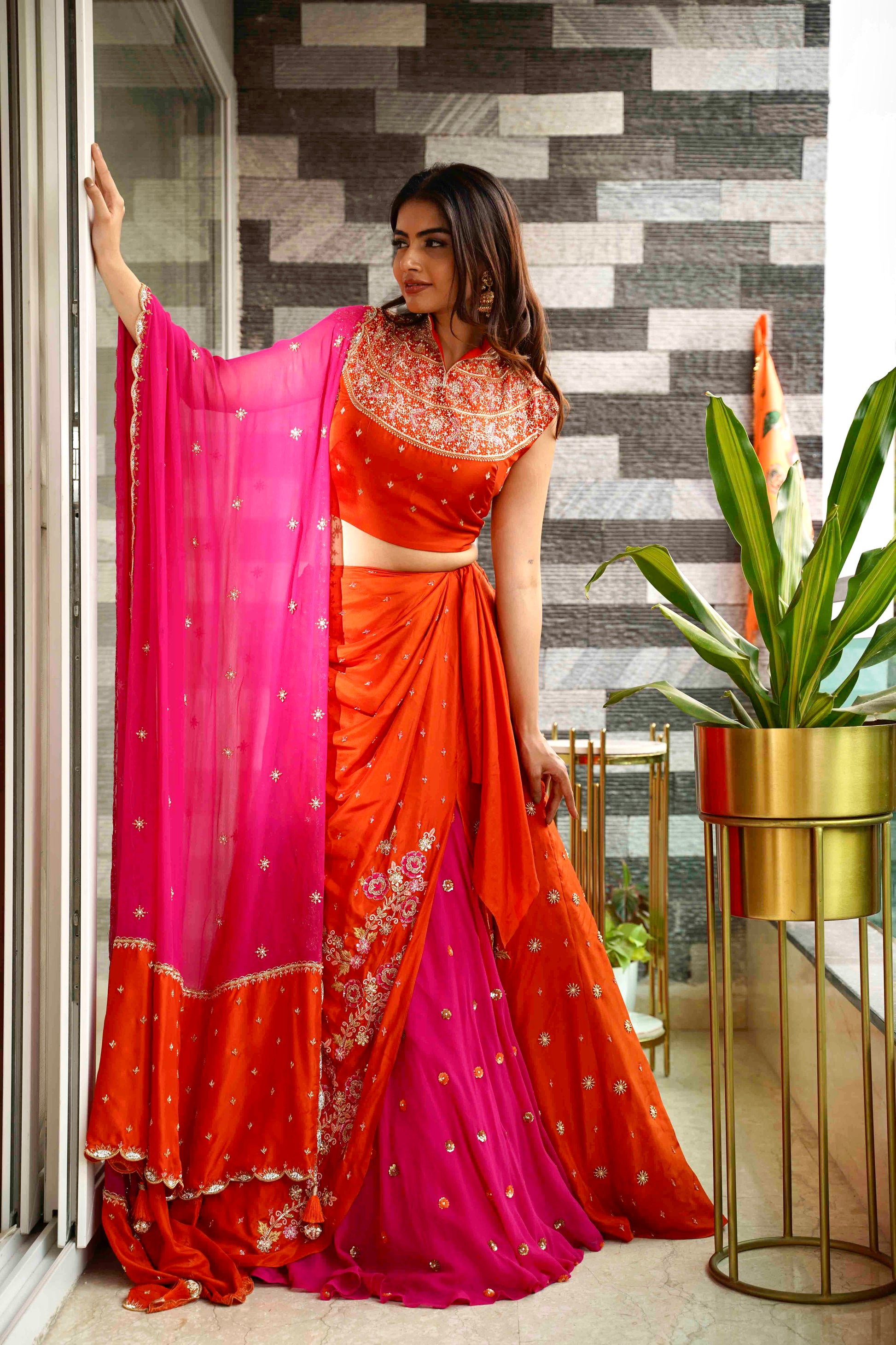 Lyanna Sunset Lehenga, front pose one