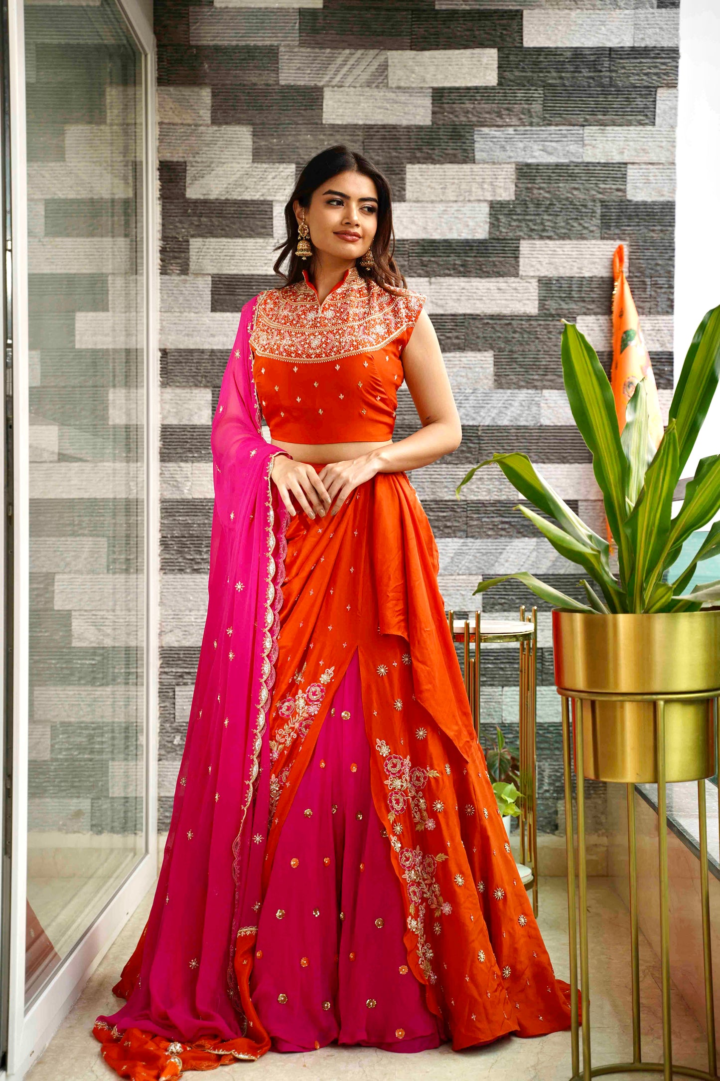 Lyanna Sunset Lehenga, front pose three