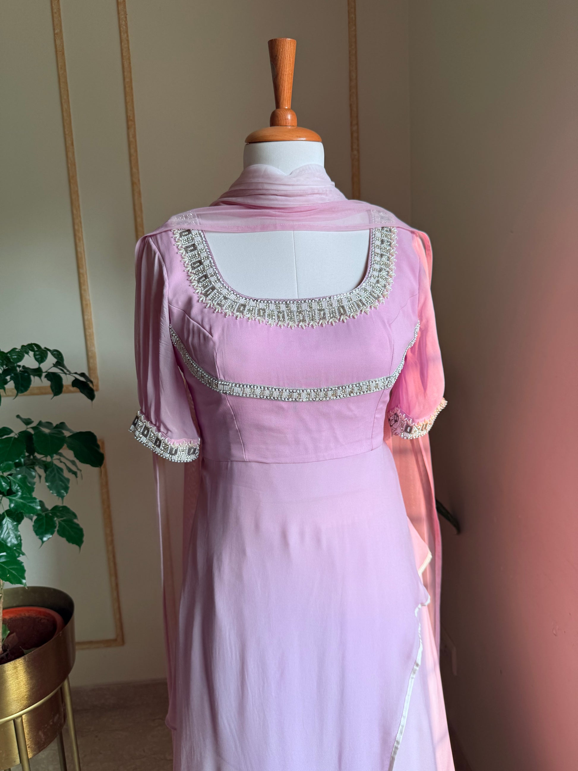 Moonlit Lilac Kurti, close-up details