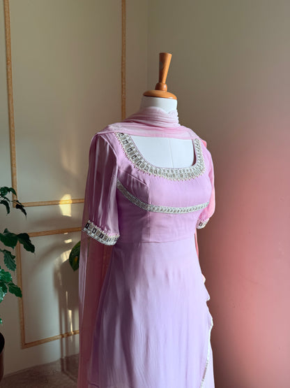Moonlit Lilac Kurti, close-up, side pose