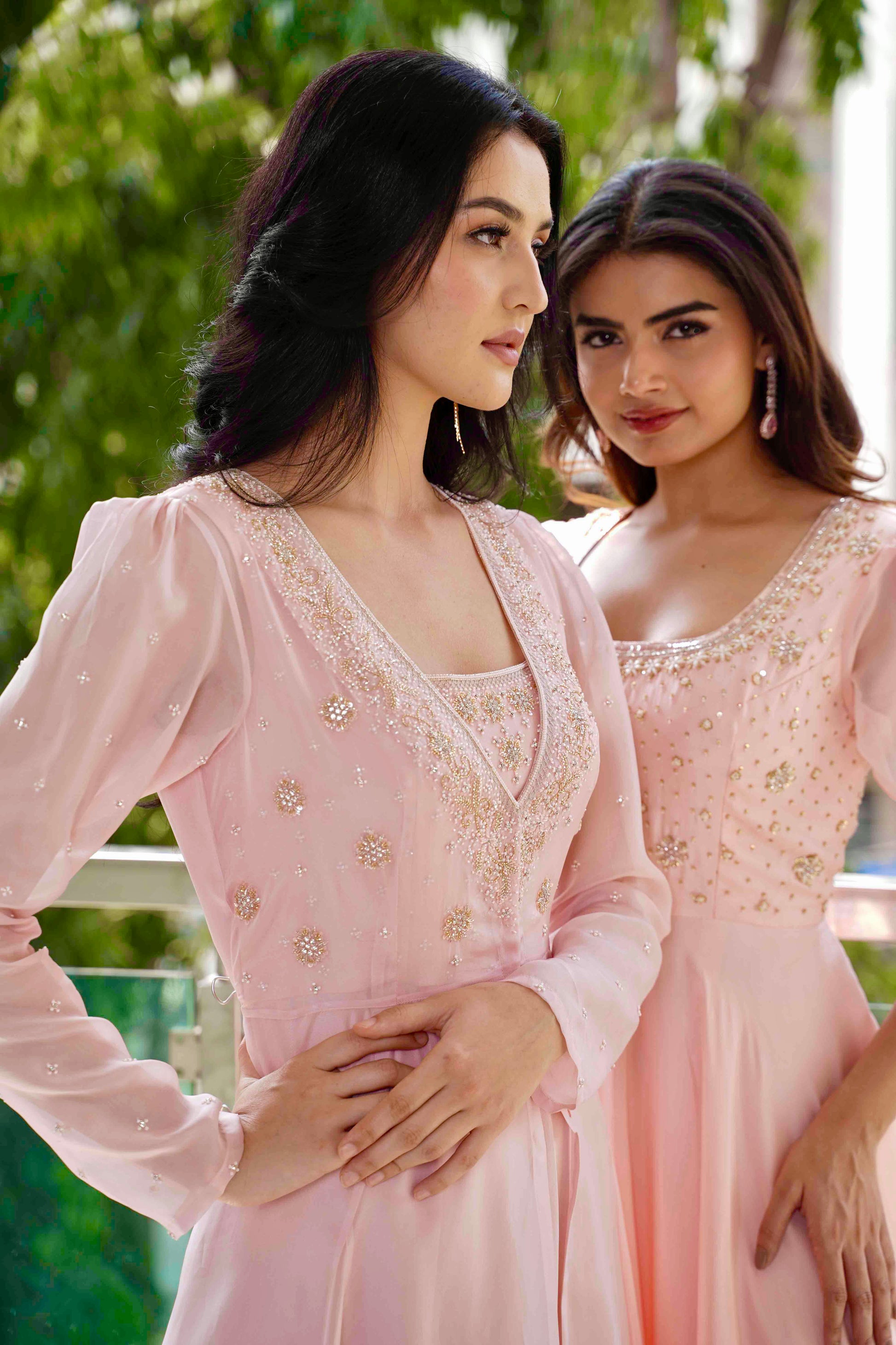 Valoria Peach Duo Jacket, embroidery details, close-up 