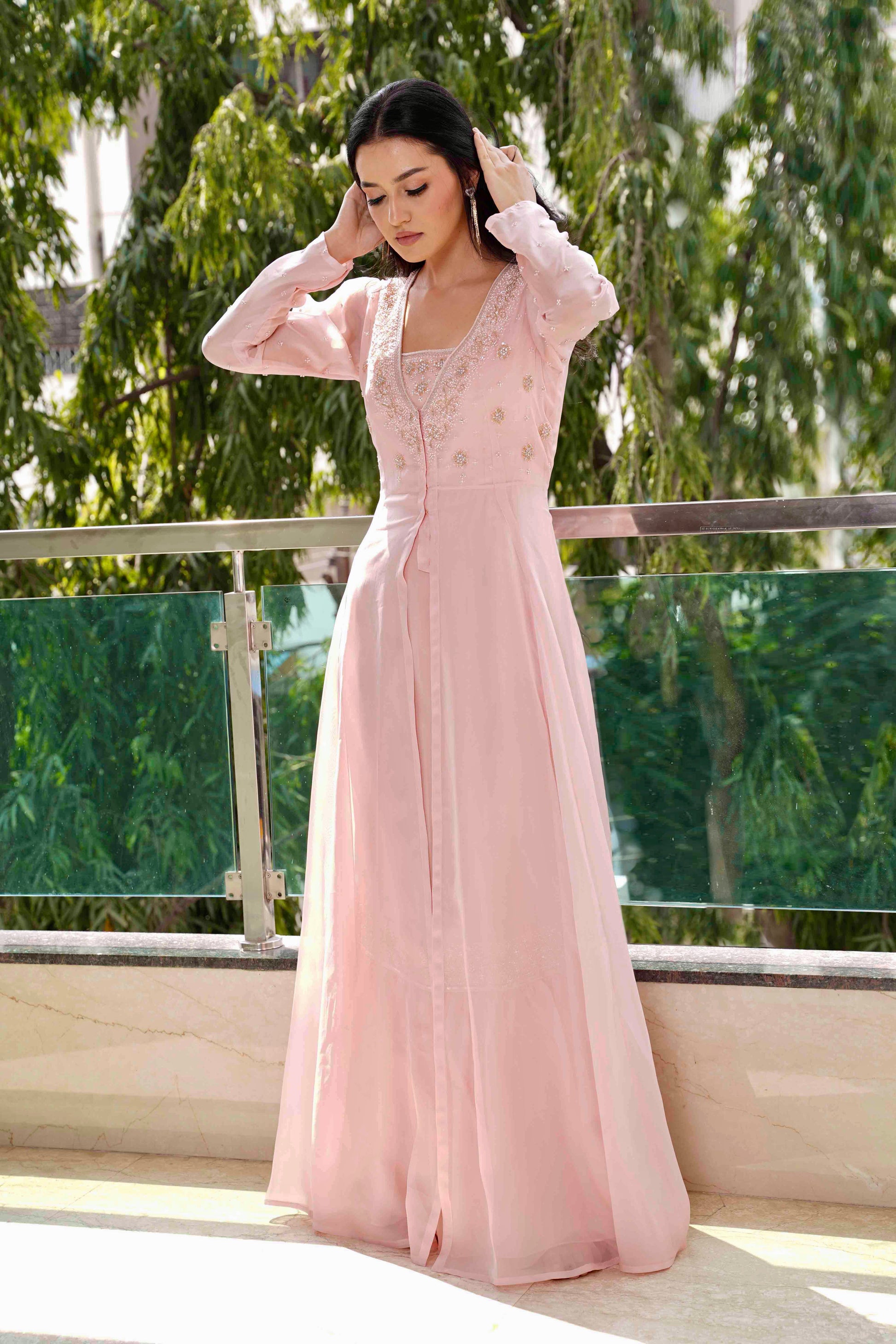 Valoria Peach Duo Jacket, front pose, jacket details