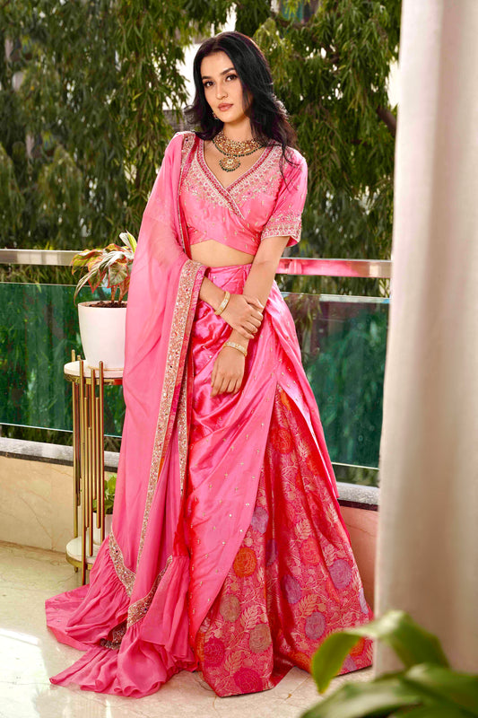 Zarina Ember Lehenga, full front pose